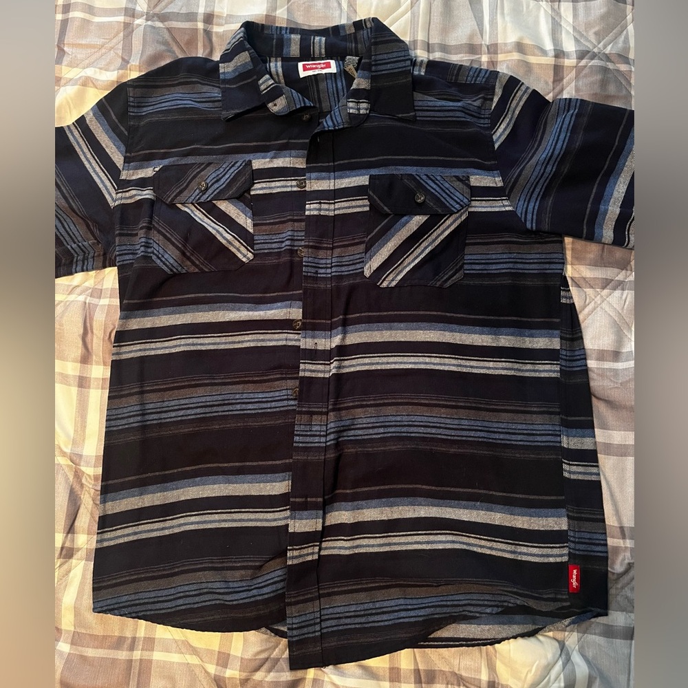 Striped Button Down Shirt - Blue and Black